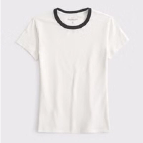 Abercrombie & Fitch Essential Tuckable Baby Tee in white/black - Picture 2 of 4